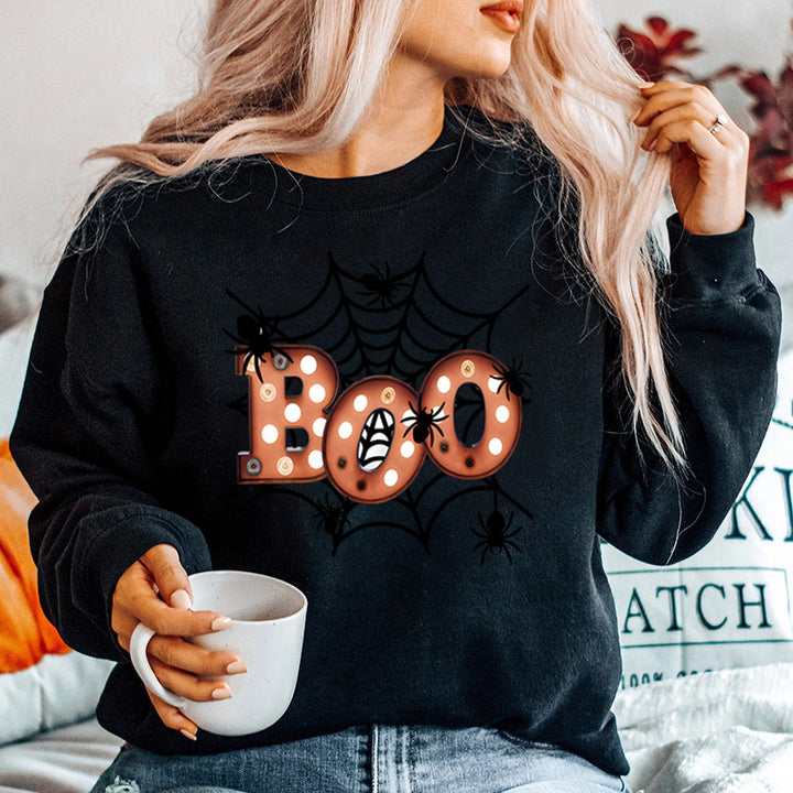 Sweat-shirt pour femmes avec un design créatif de toile d'araignée d'Halloween Chic & Stil
