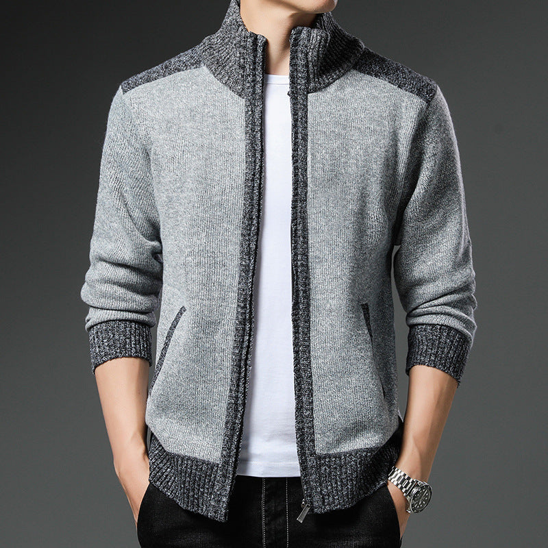Men's knit jacket with high collar and practical pockets Lune London