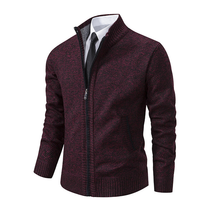 Men's knitted jacket with high collar and elegant zipper Lune London