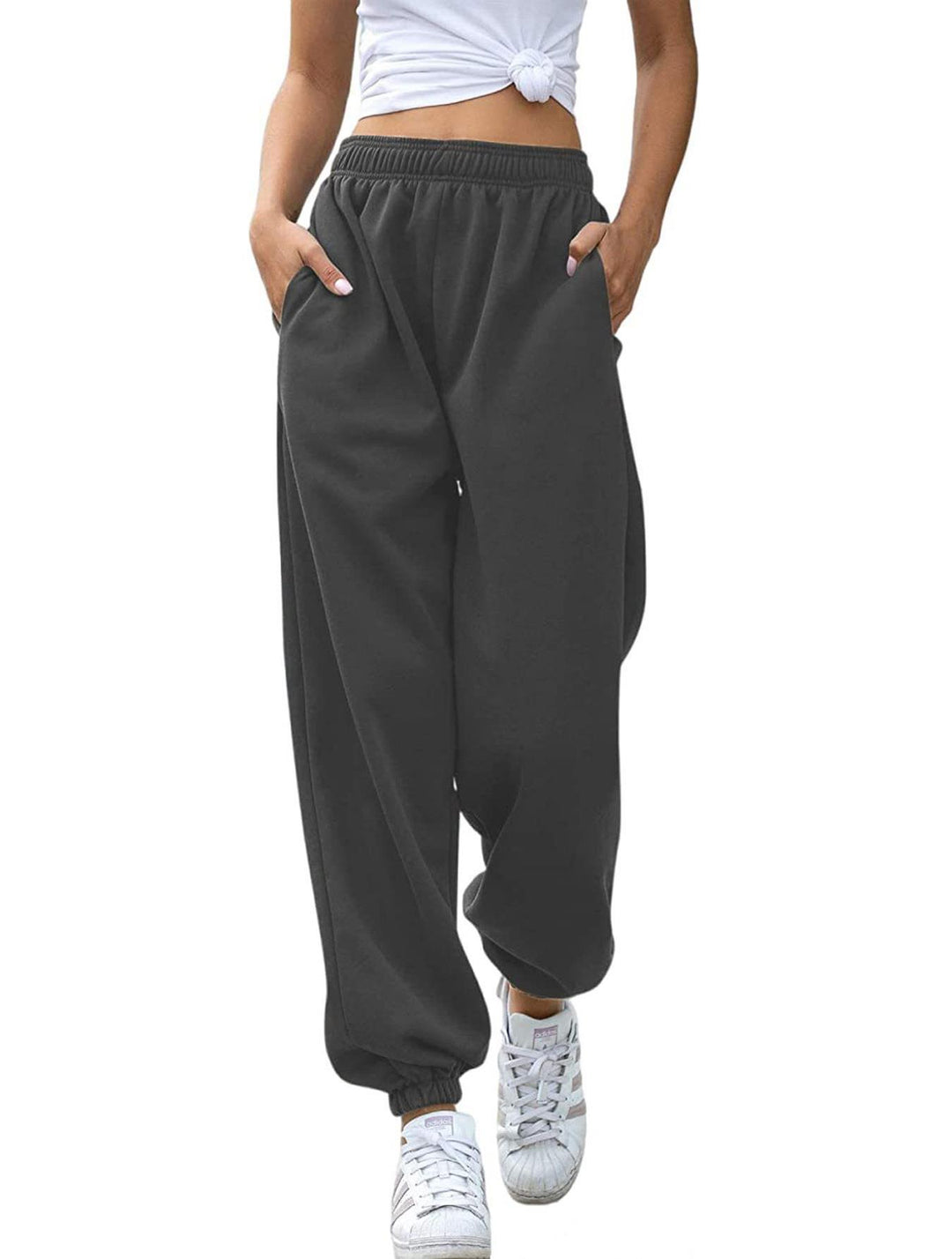 Casual pants for women with elastic waist and deep pockets Lune London