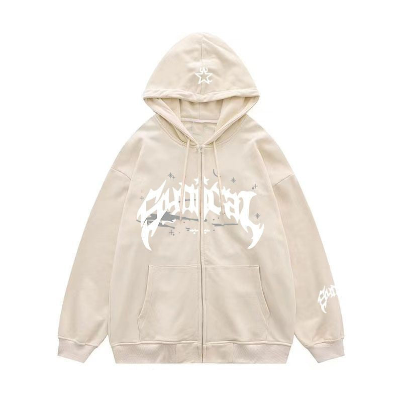 Ladies zip-up hoodie casual with graphic print Lune London