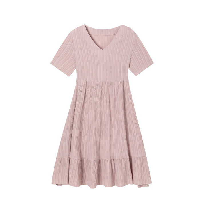 Lune London V neck ruffled fluid dress for women