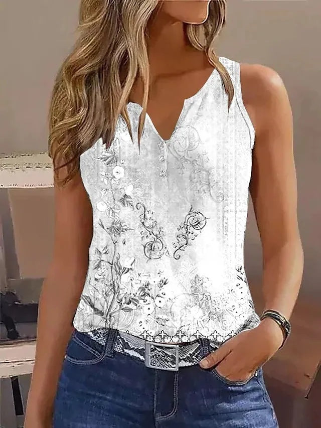 Ladies Elegant sleeveless top with floral accents Lune London