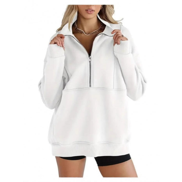 Women's sweatshirt with half-zip and oversized fit Lune London