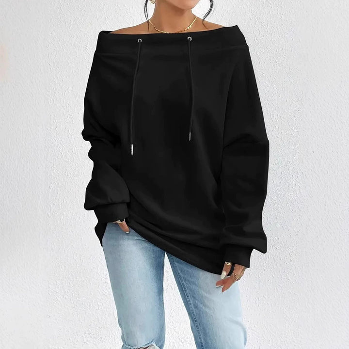 Oversized sweater for women with open shoulder seams and drawstrings Lune London