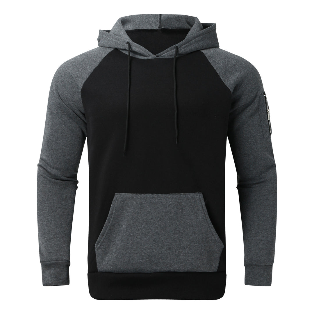 Men's sporty hoodie with contrasting sleeves and practical kangaroo pocket Lune London
