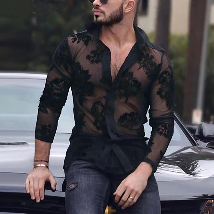 Transparent blouse for ladies with floral lace pattern Lune London