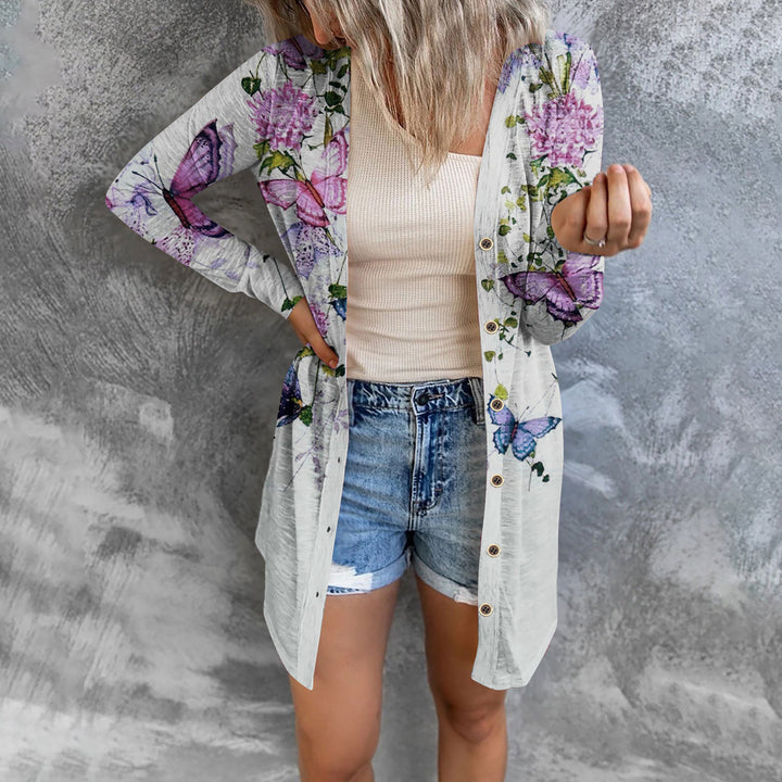Lune London long blouse jacket for ladies with floral pattern