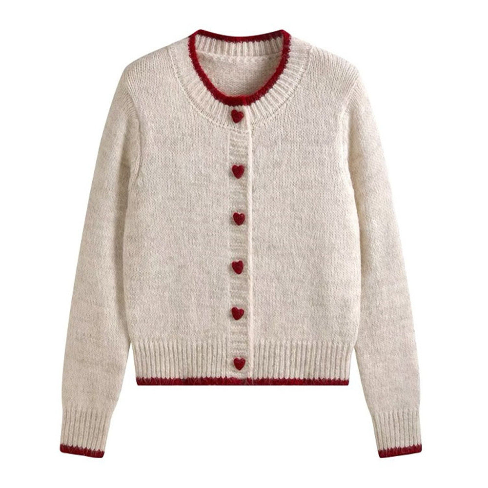Ladies cozy knit vest with heart-shaped buttons and refined sleeve design Lune London