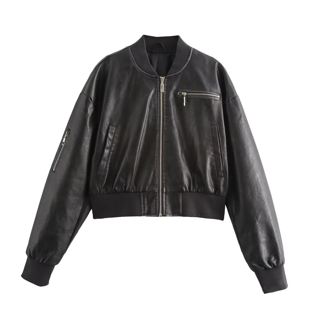 Casual bomber jacket for women in high-quality faux leather Lune London