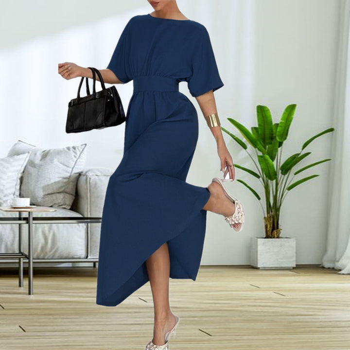 Elegant midi dress for women with back neckline and bow ribbons Lune London