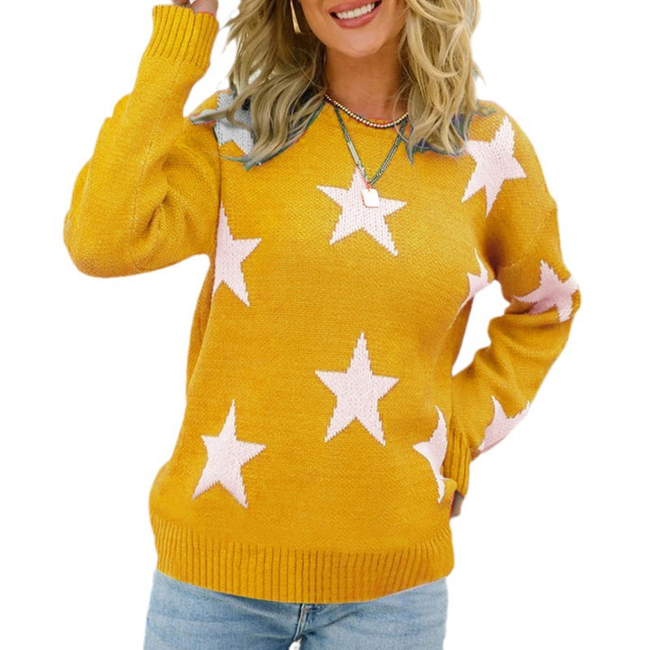 Ladies trendy sweater with star pattern and casual cut Lune London