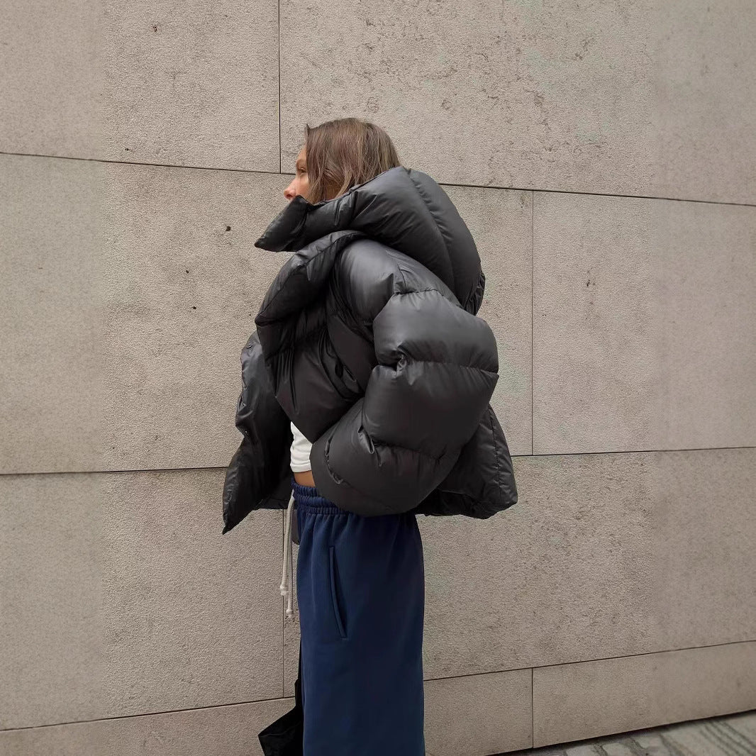 Women's oversized down jacket with high collar and voluminous sleeves Lune London