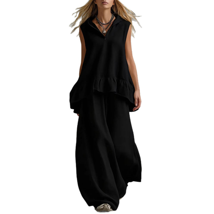 Women's Casual Long Sleeve Blouse with Ruffles and Hood Lune London