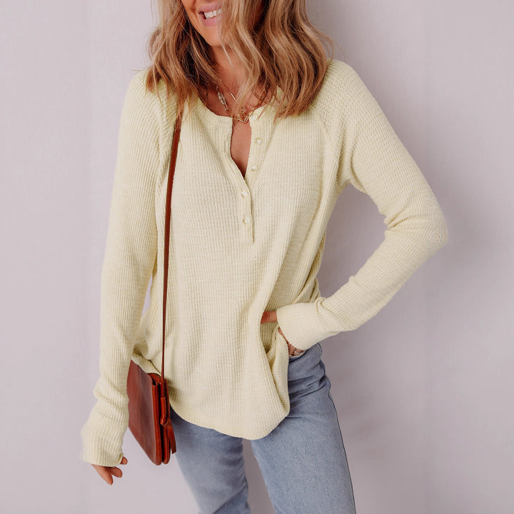 Lune London textured material casual Henley sweater for women