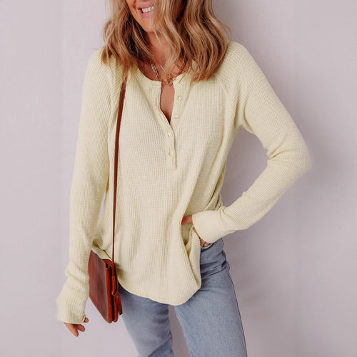 Lune London textured material casual Henley sweater for women