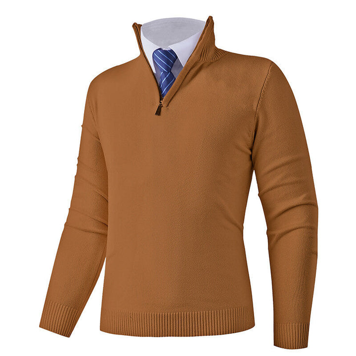 Men's knitted pullover with modern zipper and elastic hem Lune London