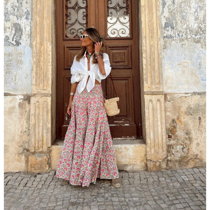 Lune London high waisted bohemian maxi skirt for women
