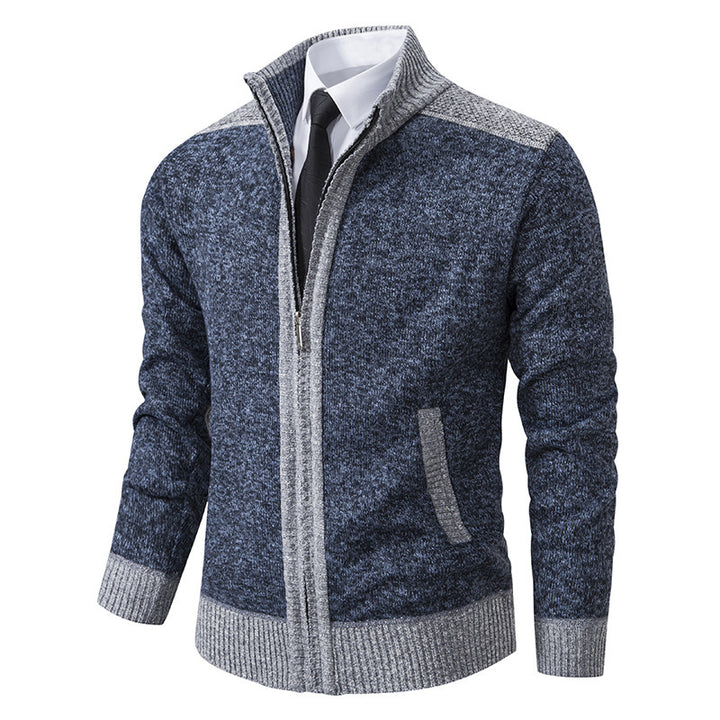 Elegant knit jacket for men with modern zipper and high collar Lune London