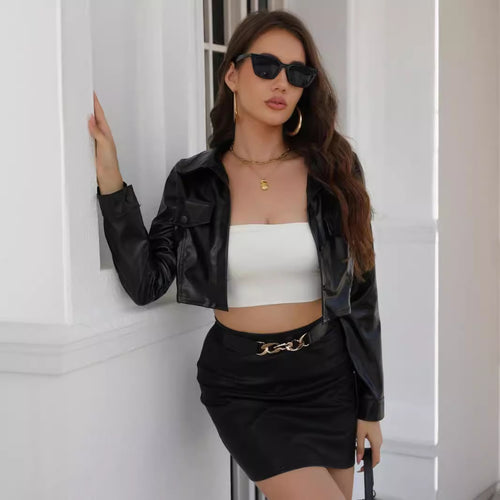 Short faux leather jacket for ladies Lune London