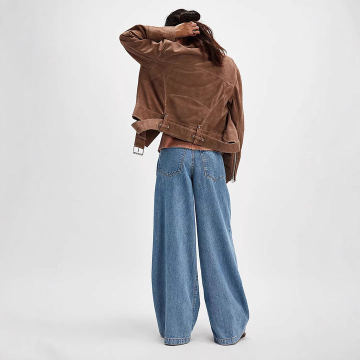 Women's Wide Denim Pants with High Waist and Casual Silhouette Lune London