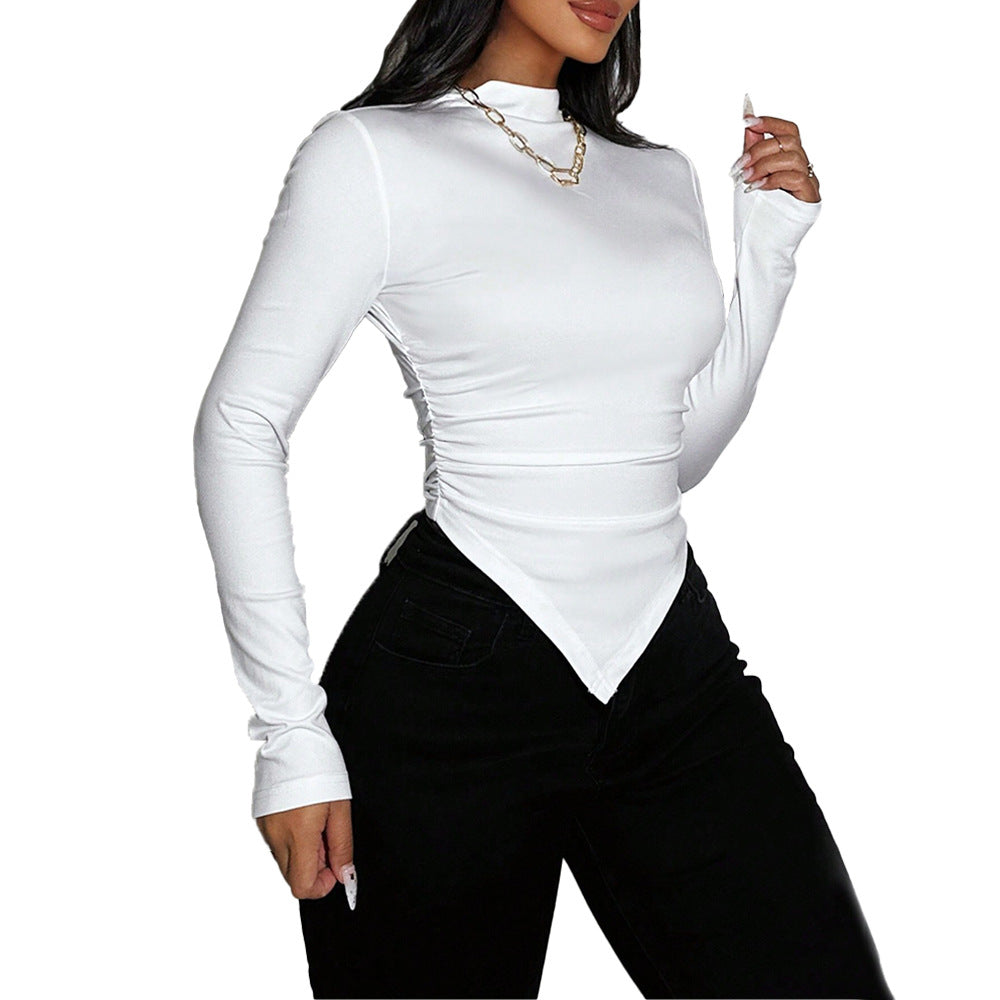 Tops femme à manches longues avec ourlet asymétrique et élégantes fronces Chic & Stil