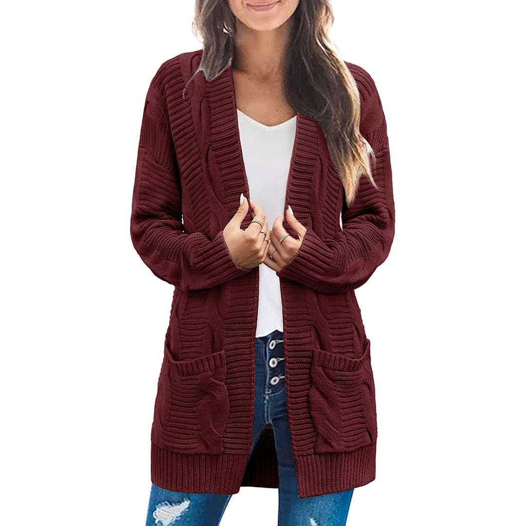Cardigan en tricot épais pour femmes avec poches et aspect de point texturé Chic & Stil