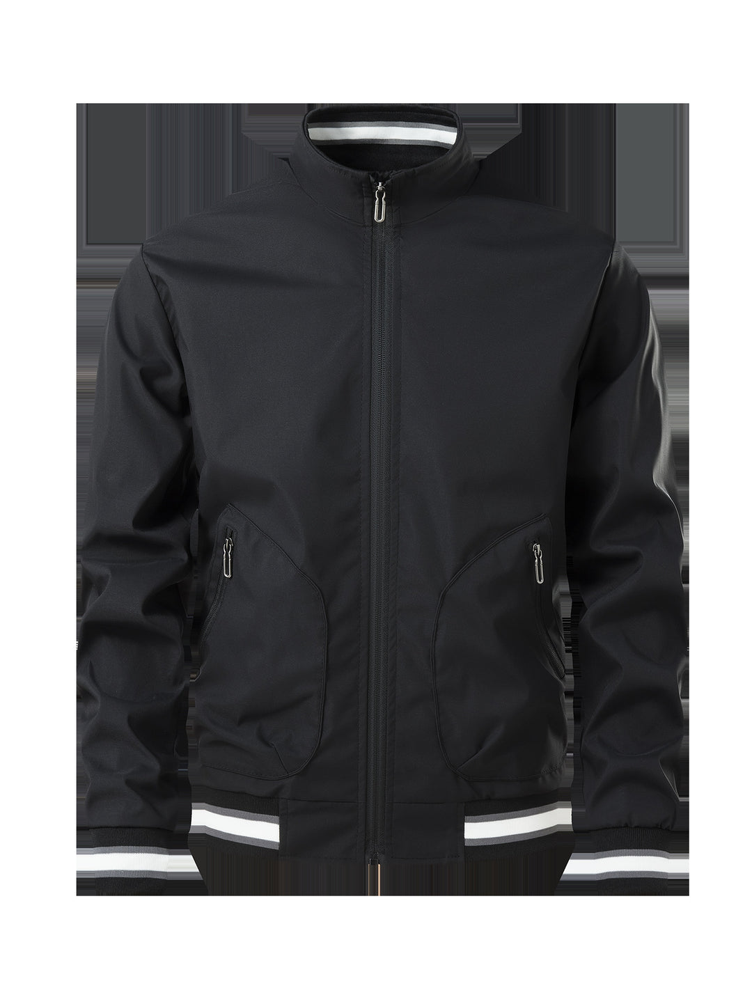Sporty transition jacket for men with high collar and practical zippered pockets Lune London