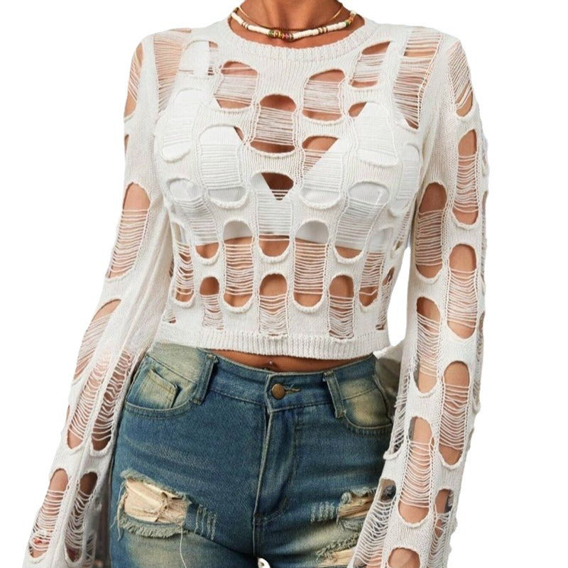Ladies Crop Top with a unique cut design and long sleeves Lune London