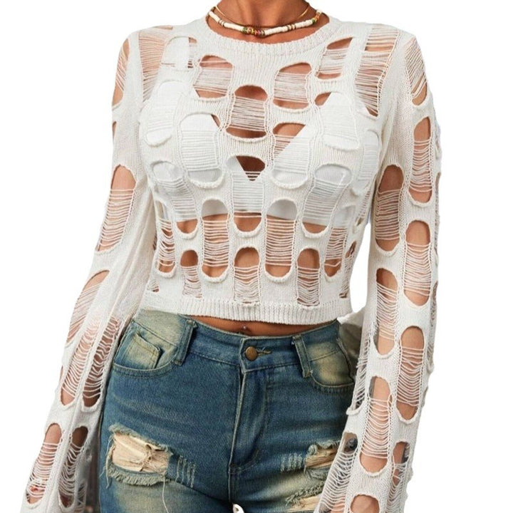 Ladies Crop Top with a unique cut design and long sleeves Lune London