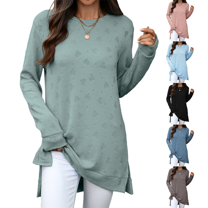 Ladies casual long sleeve tunic with woven pattern Lune London