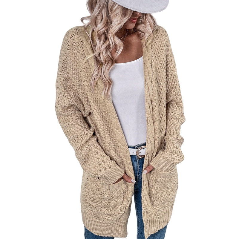 Casual cardigan for women with deep pockets and crinkled design Lune London