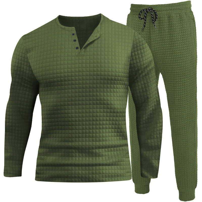 Three-piece set for men with textured long sleeve t-shirt and jogger pants Lune London