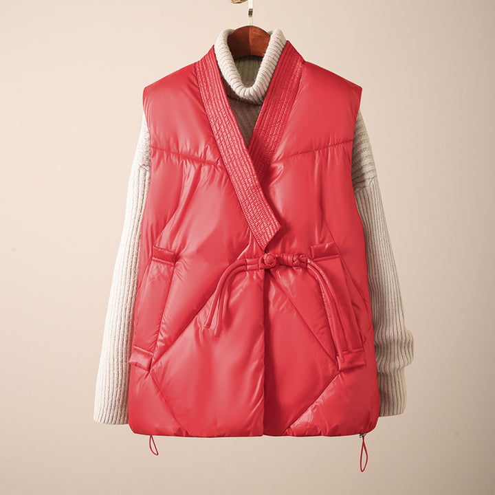 Stylish women's quilted vest with a trendy cut and practical drawstring waist Lune London