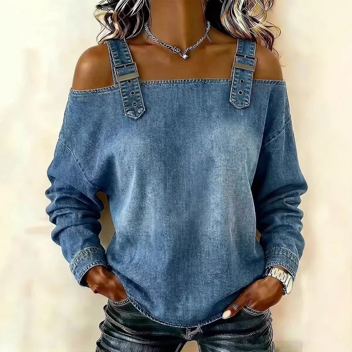 Women's casual sweatshirt with decorative shoulder details Chic & Stil