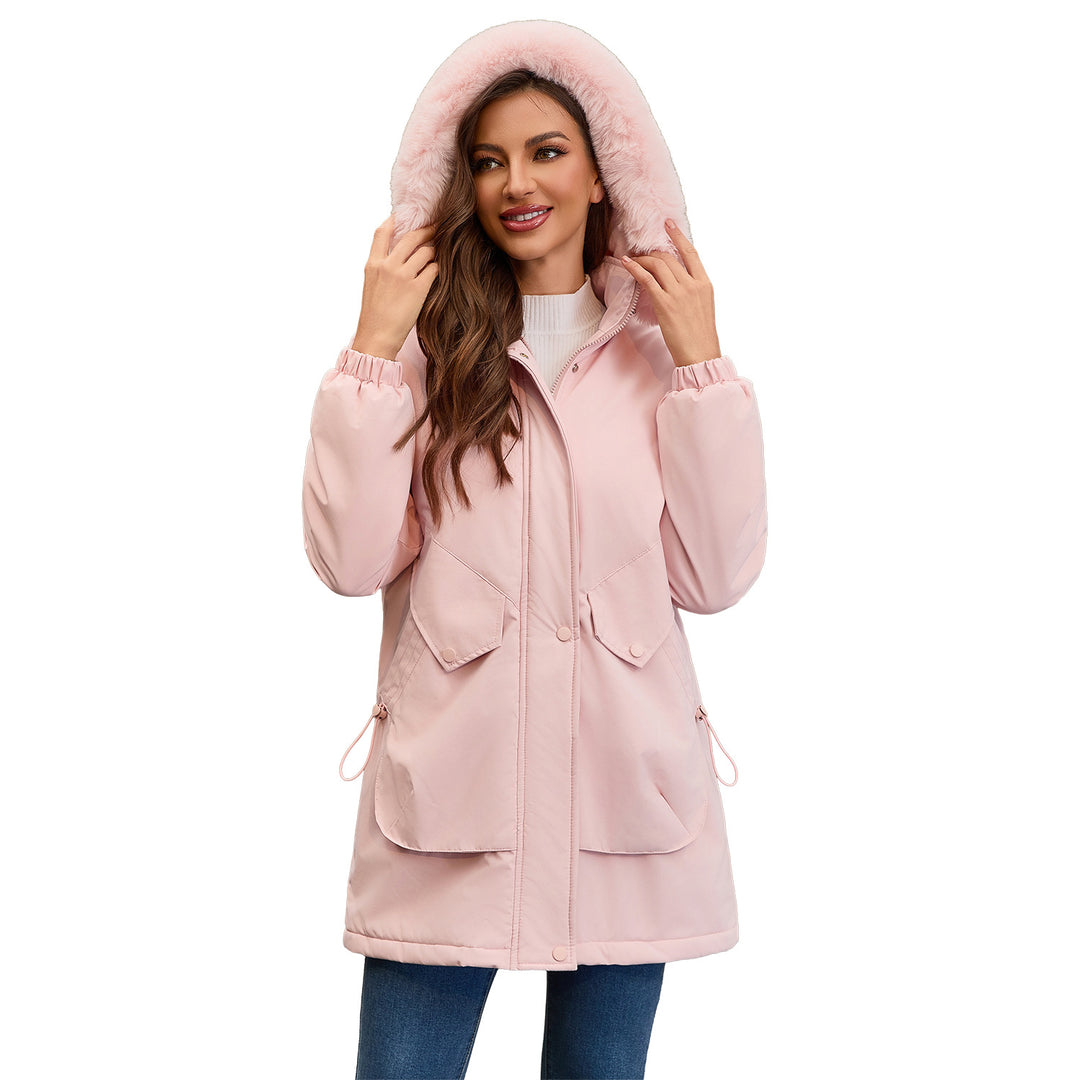 Ladies waterproof parka jacket with cozy faux fur collar Lune London