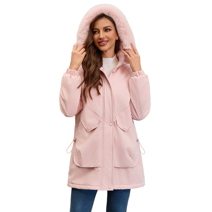 Ladies waterproof parka jacket with cozy faux fur collar Lune London