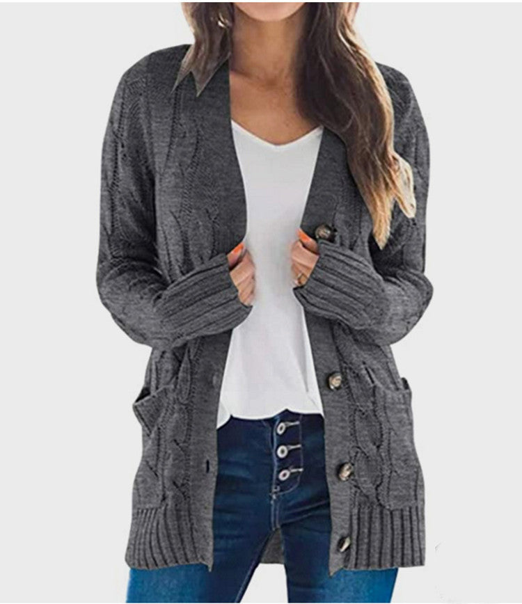 Knit jacket for women with chunky braid design and practical pockets Lune London