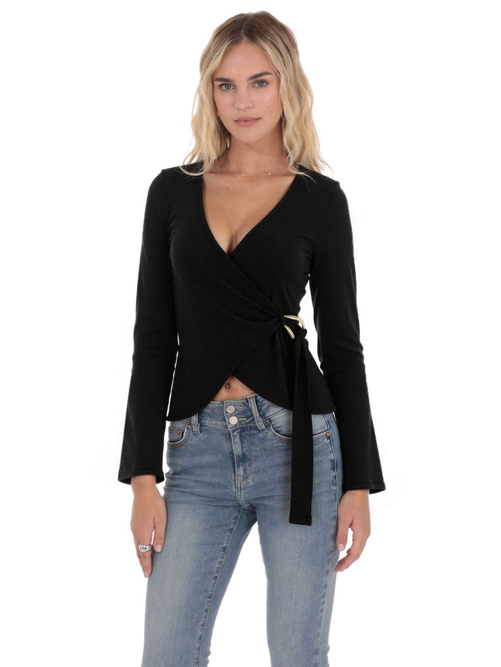 Chemisier Femme à Enveloppe avec Manches Longues et Détails Ruffles Élégants Chic & Stil