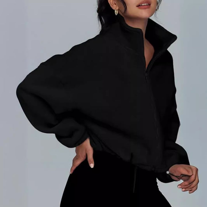Lune London high collar oversized sweater with zipper for ladies