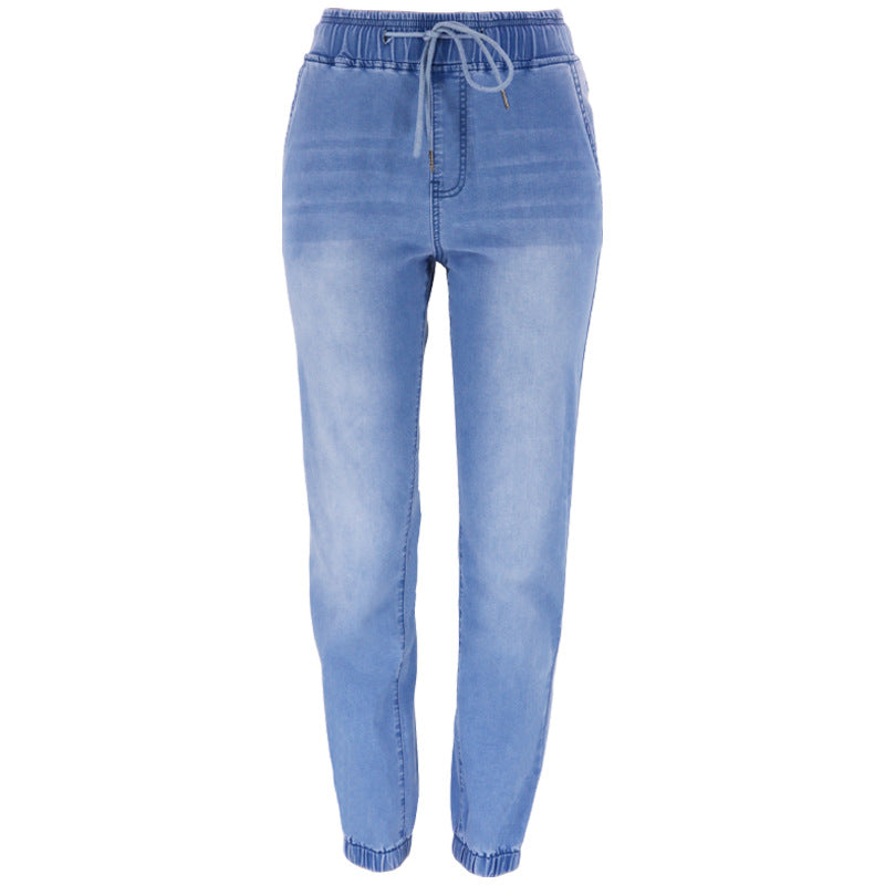 Comfortable women's denim pants with elastic waistband Lune London