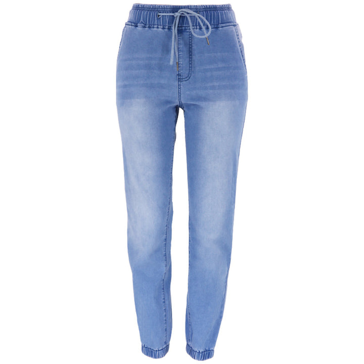 Comfortable women's denim pants with elastic waistband Lune London