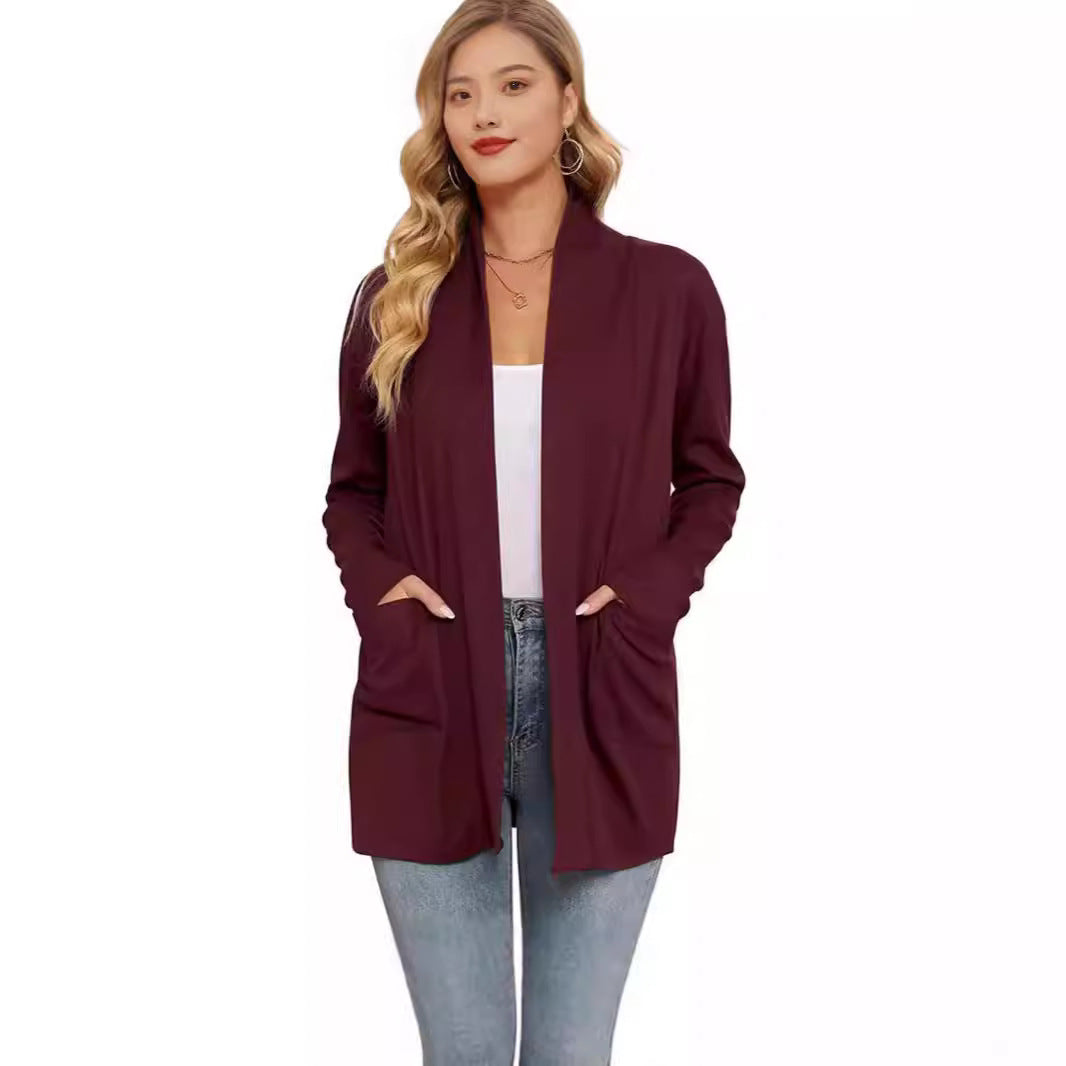 Lune London long casual cardigan for women with pockets