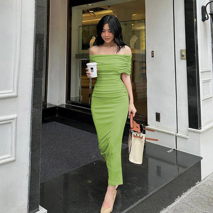 Ladies Elegant Wrap Dress with Chic Off-Shoulder Design and Style