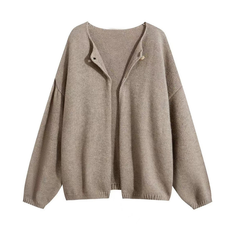 Oversized knit jacket for women with soft textures and open front Lune London