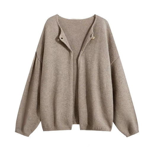 Oversized knit jacket for women with soft textures and open front Lune London