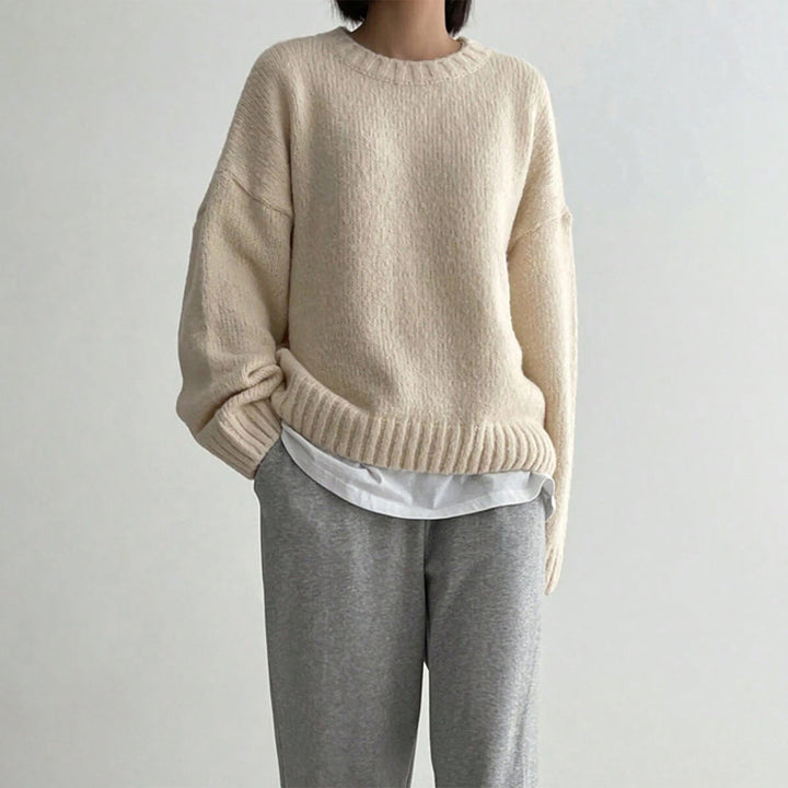 Lune London | Sweater - Women's Autumn Oversized Round Neck Knit Sweater