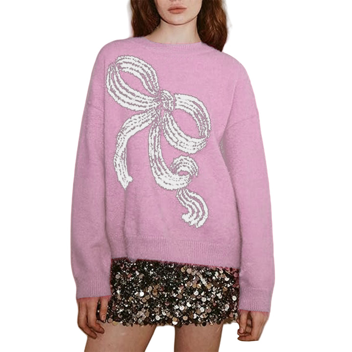 Pull femme avec motif nœud ludique et matière douce Chic & Stil