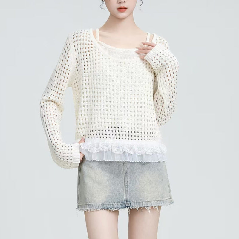 Woman light sweater with ruffle detail Lune London