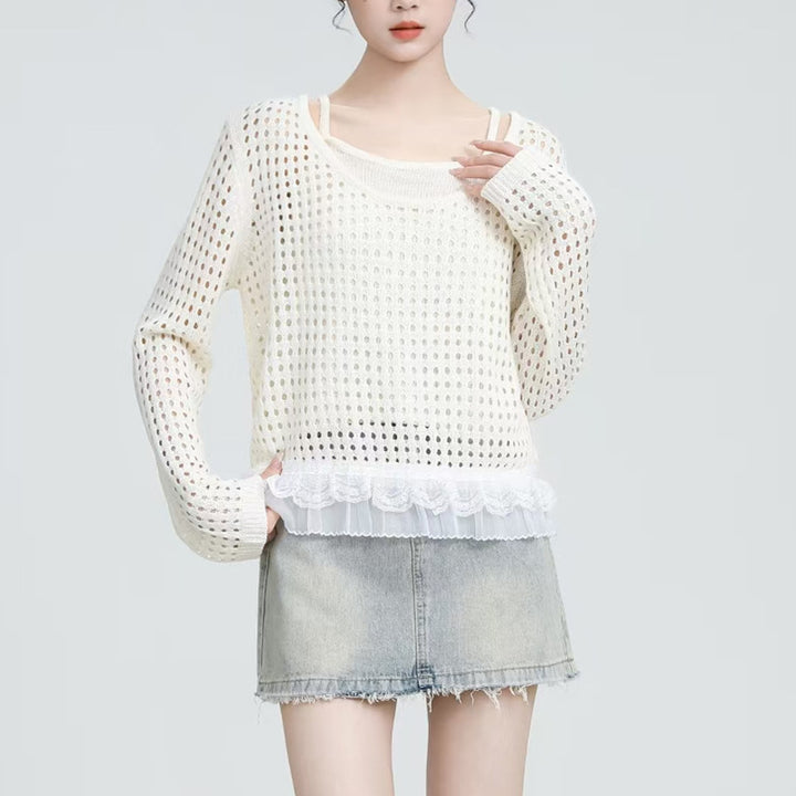 Woman light sweater with ruffle detail Lune London